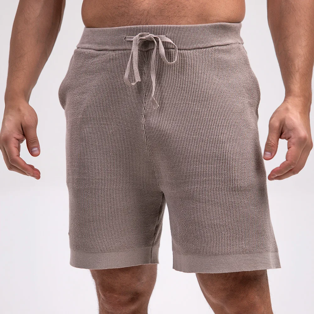 Pánské pletené kraťasy Iron Aesthetics Vibe, béžové-1