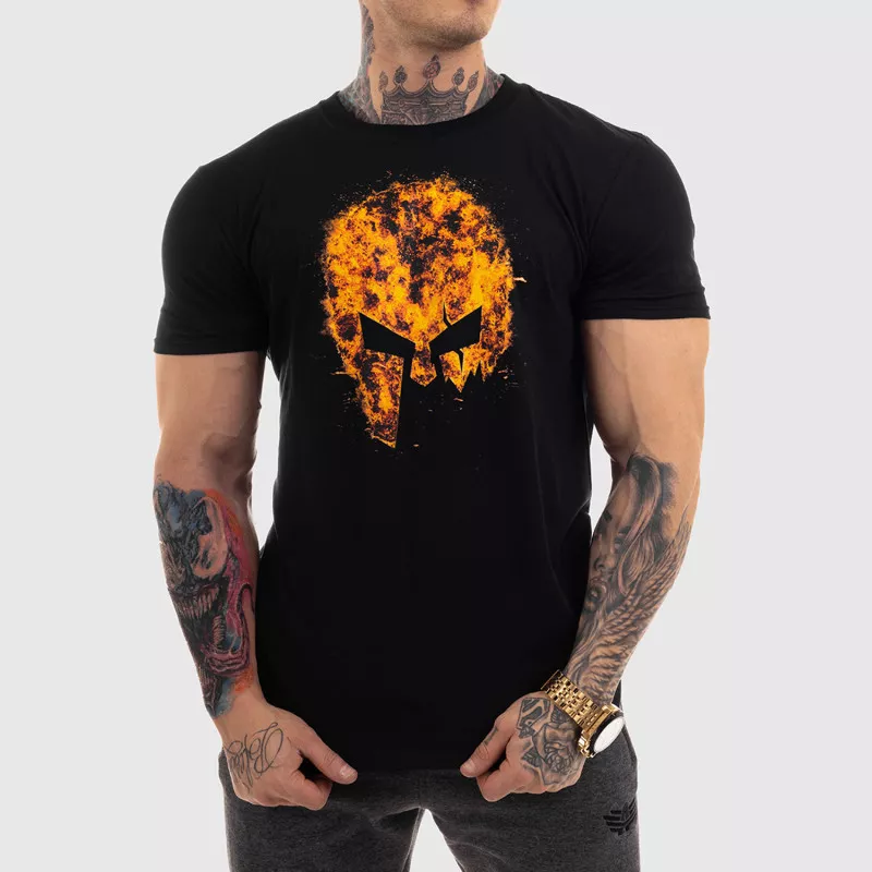 Ultrasoft tričko Iron Aesthetics Skull FIRE, černé-1