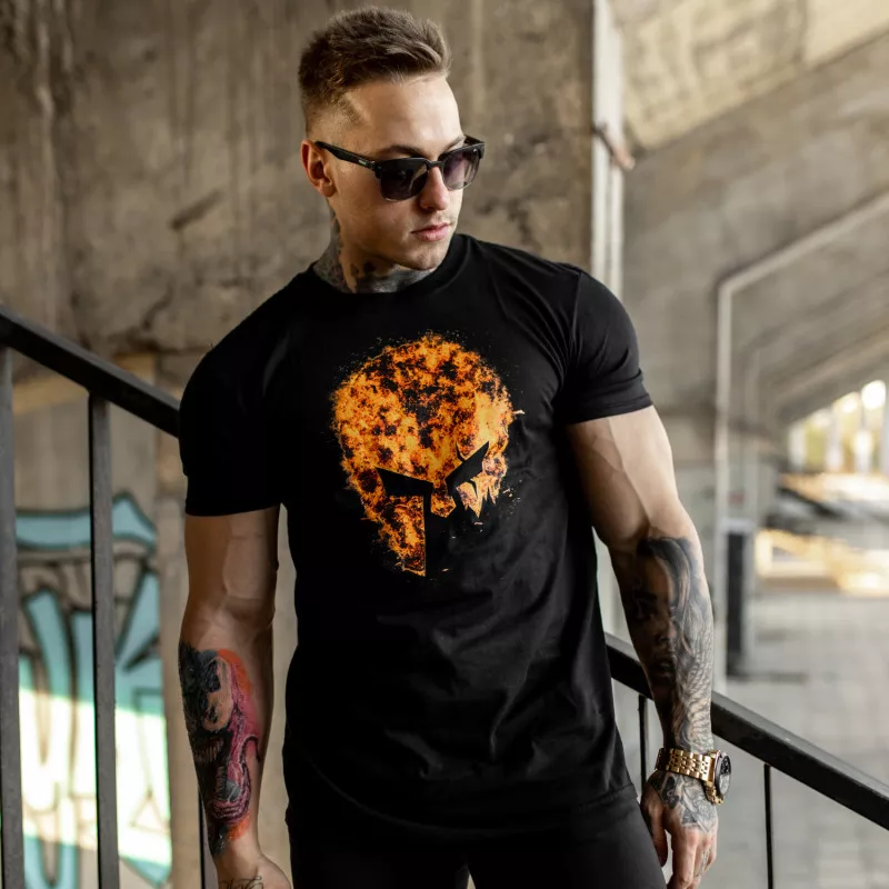 Ultrasoft tričko Iron Aesthetics Skull FIRE, černé-6