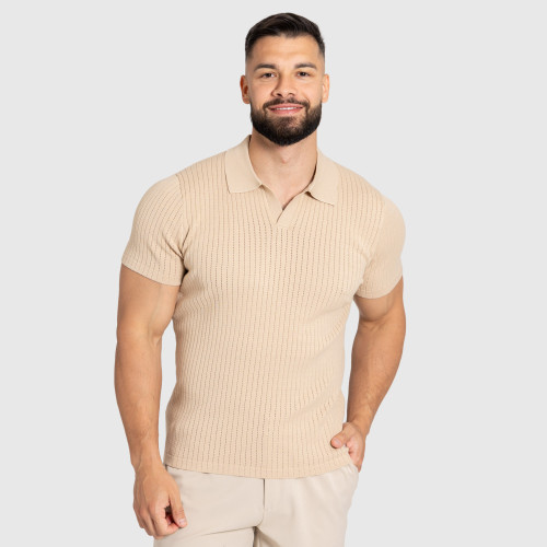 Pánské tričko Iron Aesthetics Polo Knit, béžové