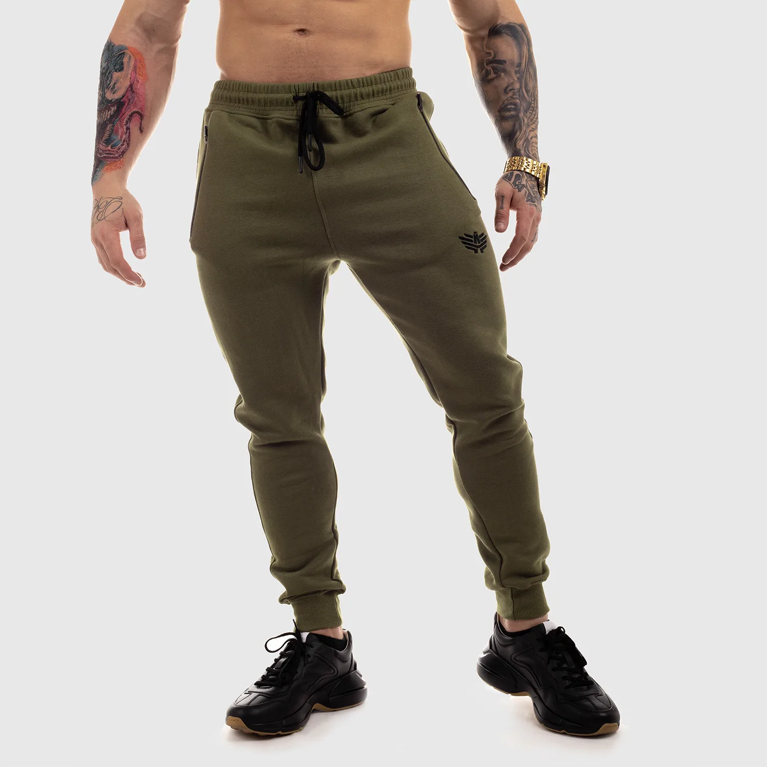 Jogger tepláky Iron Aesthetics Round, zelené-1
