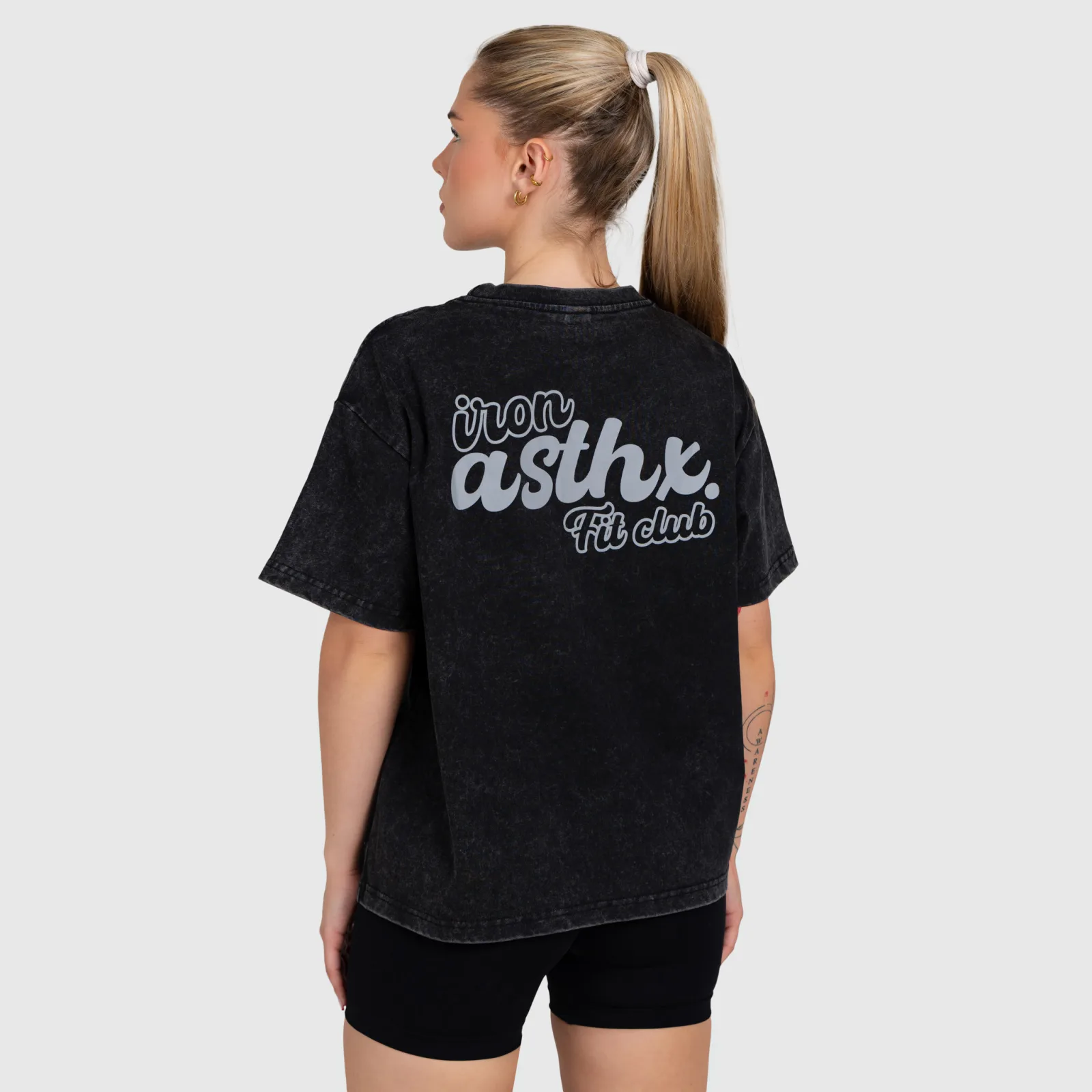 Dámské oversized tričko Iron Aesthetics Fit club, washed black-1