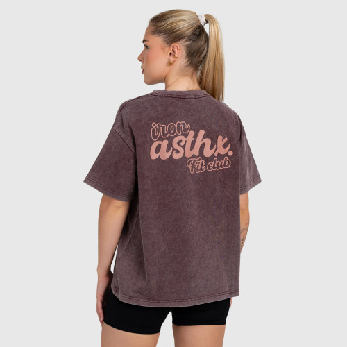 Dámské oversized tričko Iron Aesthetics Fit club, washed burgundy