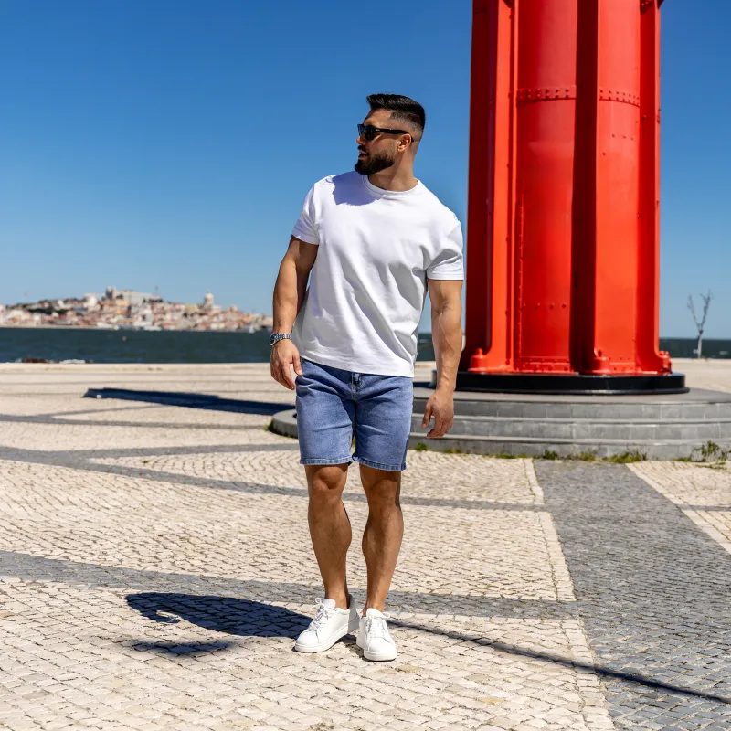 Pánské džínové kraťasy Iron Aesthetics Denim Stretch, modré-9