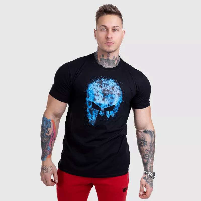 Ultrasoft tričko Iron Aesthetics Skull BLUE FIRE, černé-2