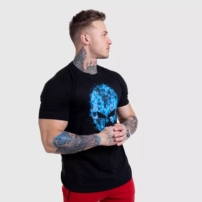 Ultrasoft tričko Iron Aesthetics Skull BLUE FIRE, černé-4