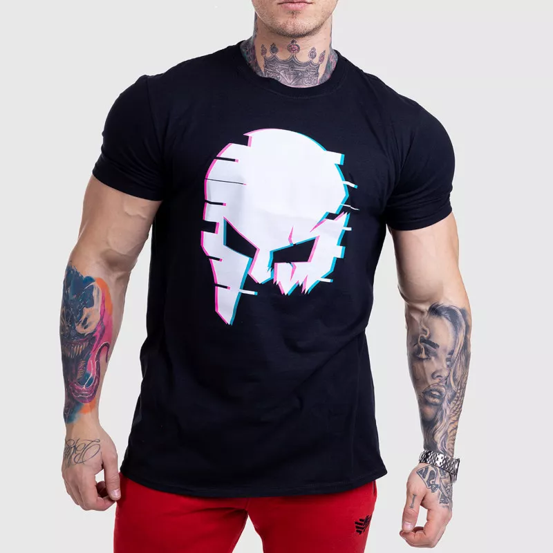 Ultrasoft tričko Iron Aesthetics Skull GLITCH, černé-1