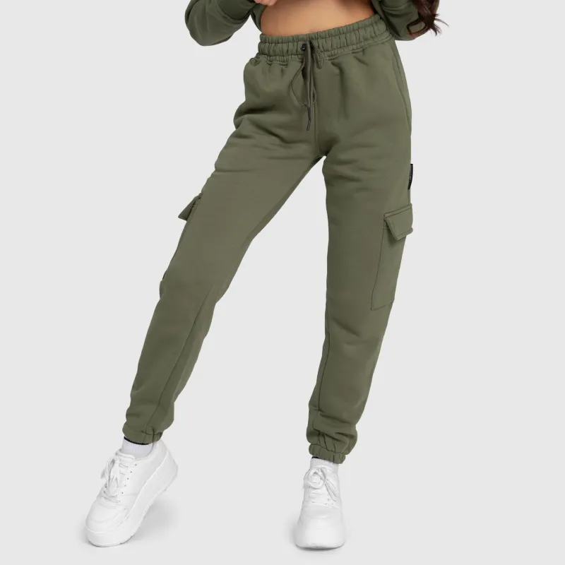 Dámské tepláky Iron Aesthetics Cargo, zelené-3