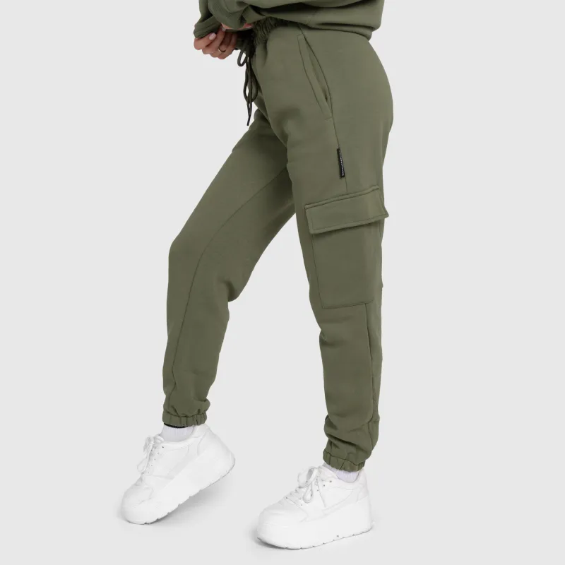 Dámské tepláky Iron Aesthetics Cargo, zelené-4