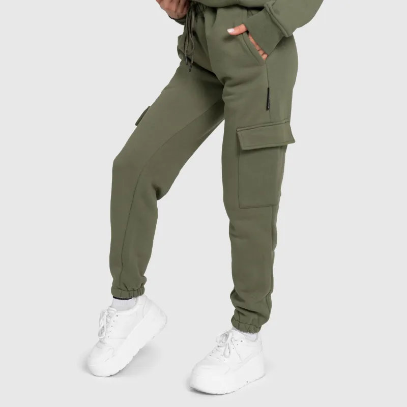 Dámské tepláky Iron Aesthetics Cargo, zelené-5