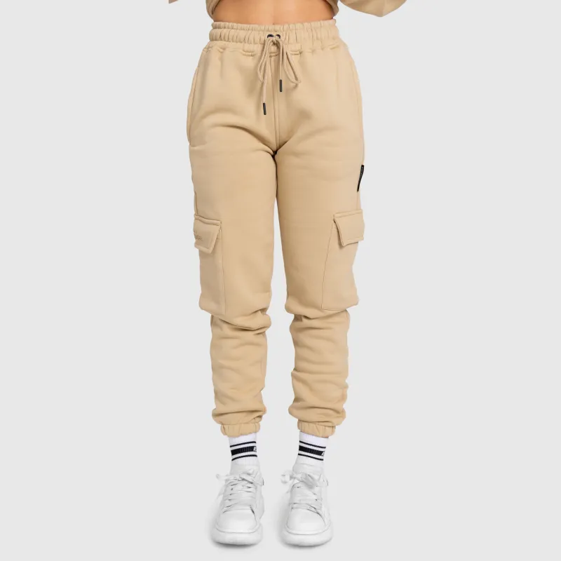 Dámské tepláky Iron Aesthetics Cargo, béžové-3