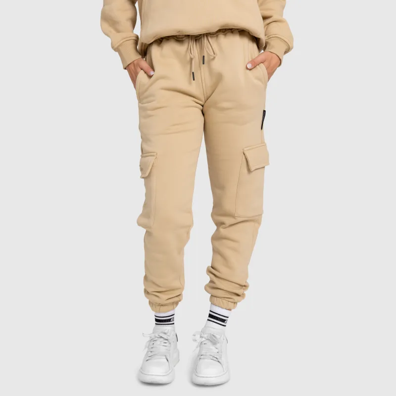 Dámské tepláky Iron Aesthetics Cargo, béžové-4