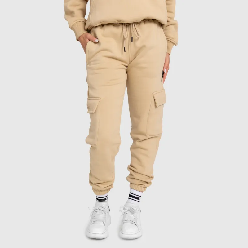 Dámské tepláky Iron Aesthetics Cargo, béžové-5