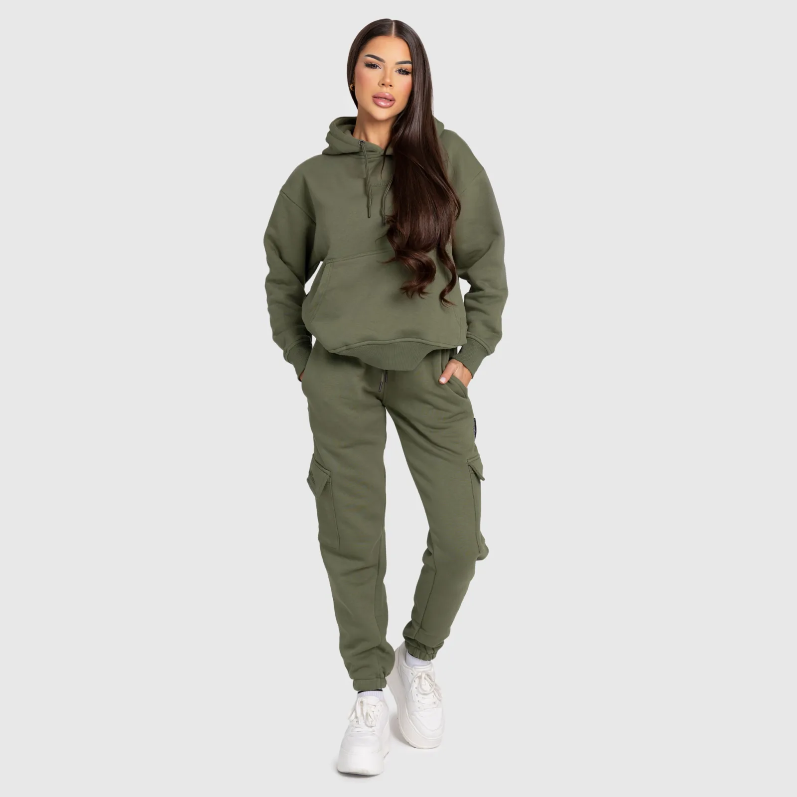 Dámská oversized souprava Iron Aesthetics Cargo, zelená-1