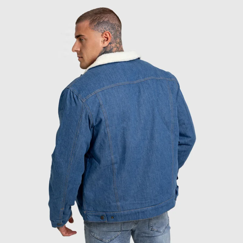 Pánská džínová bunda Iron Aesthetics Sherpa, modrá-5