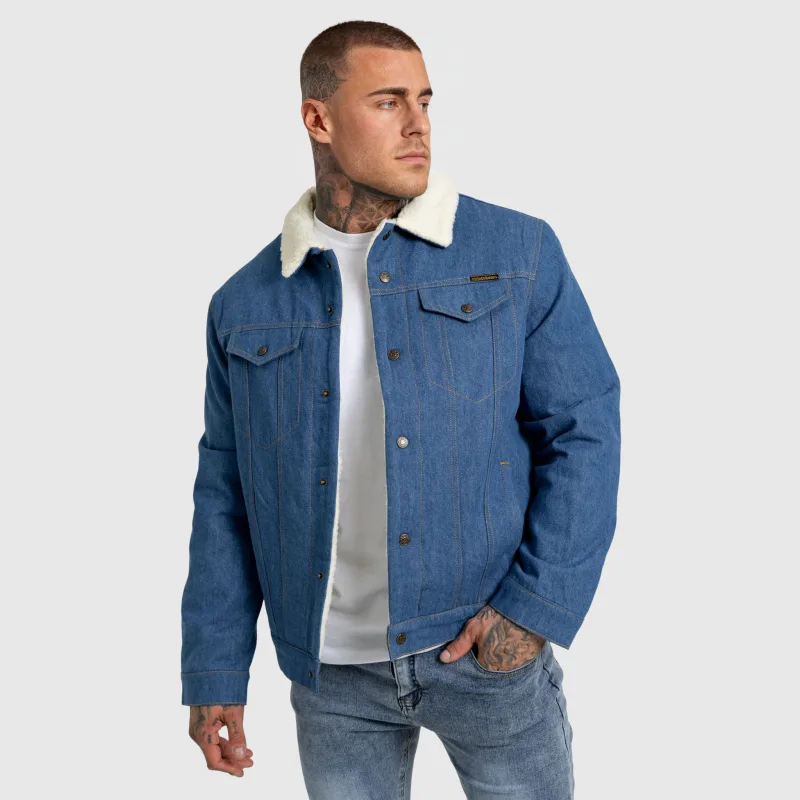 Pánská džínová bunda Iron Aesthetics Sherpa, modrá-1