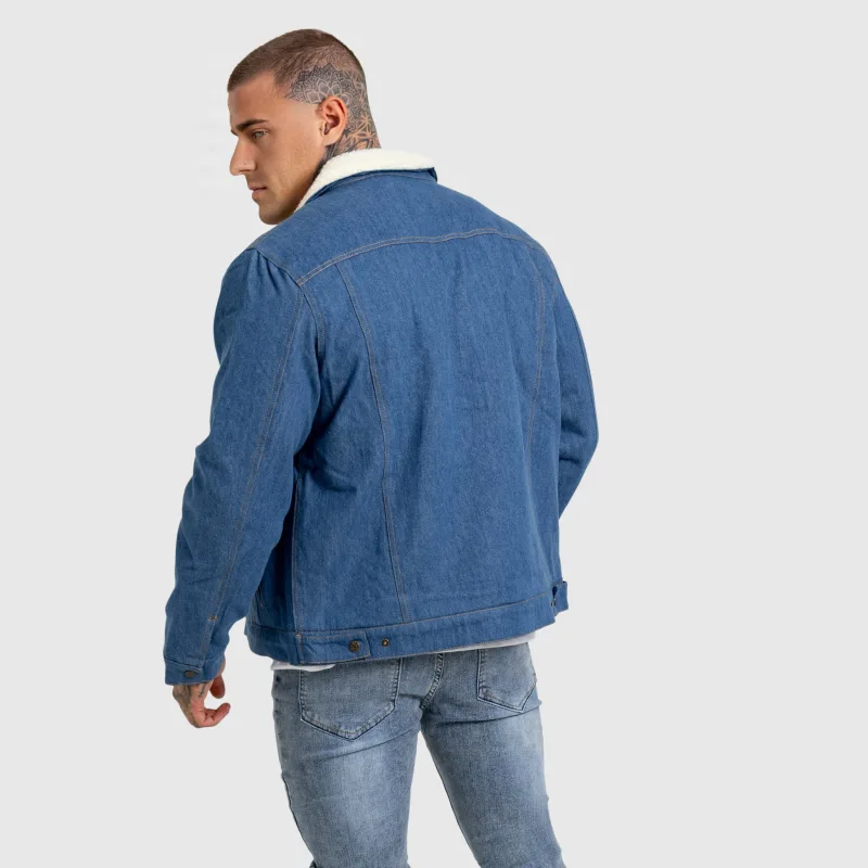 Pánská džínová bunda Iron Aesthetics Sherpa, modrá-11