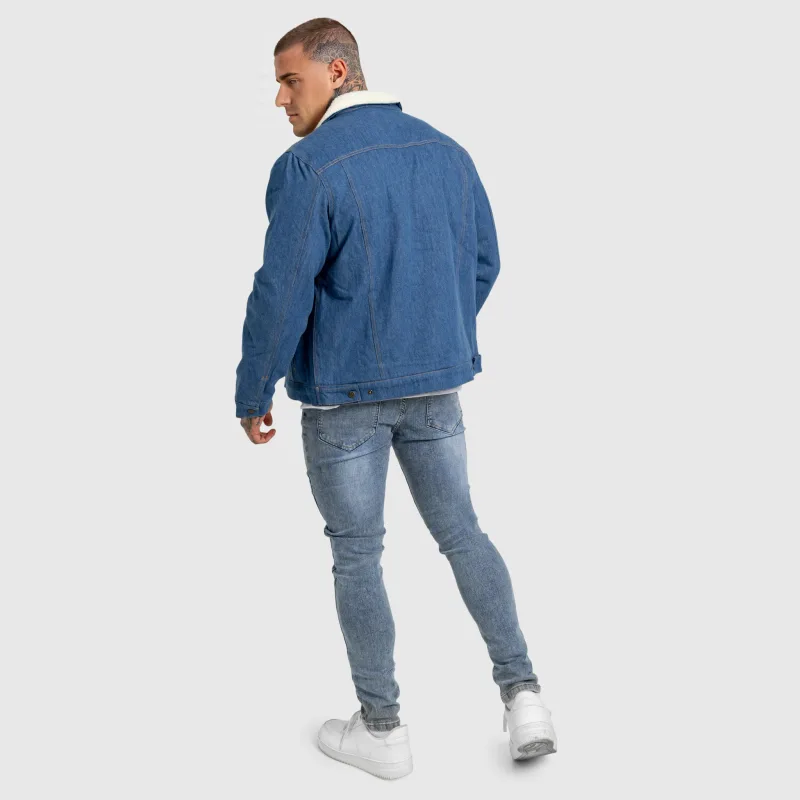 Pánská džínová bunda Iron Aesthetics Sherpa, modrá-17