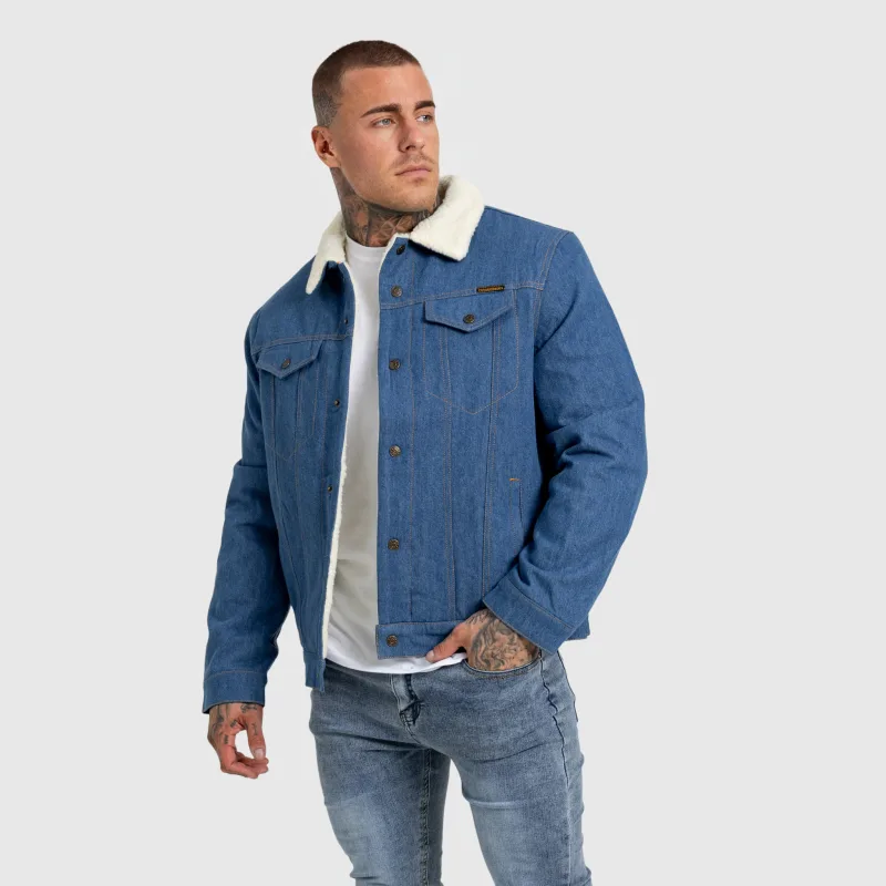 Pánská džínová bunda Iron Aesthetics Sherpa, modrá-12