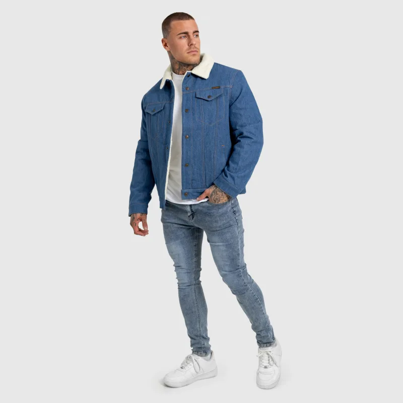 Pánská džínová bunda Iron Aesthetics Sherpa, modrá-15