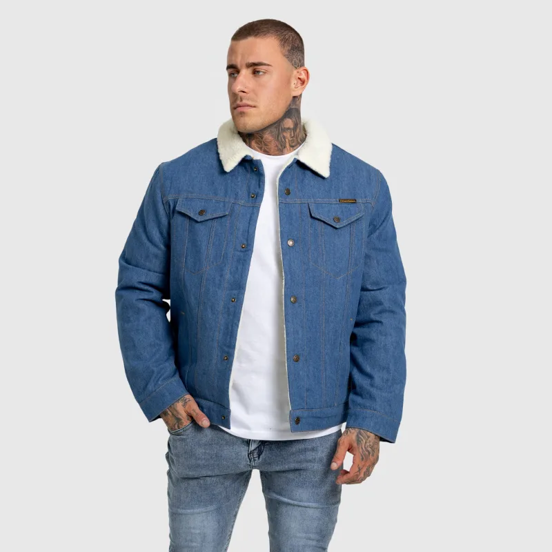 Pánská džínová bunda Iron Aesthetics Sherpa, modrá-13