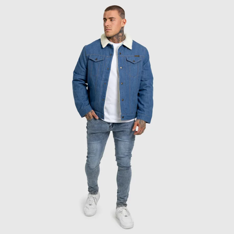 Pánská džínová bunda Iron Aesthetics Sherpa, modrá-16