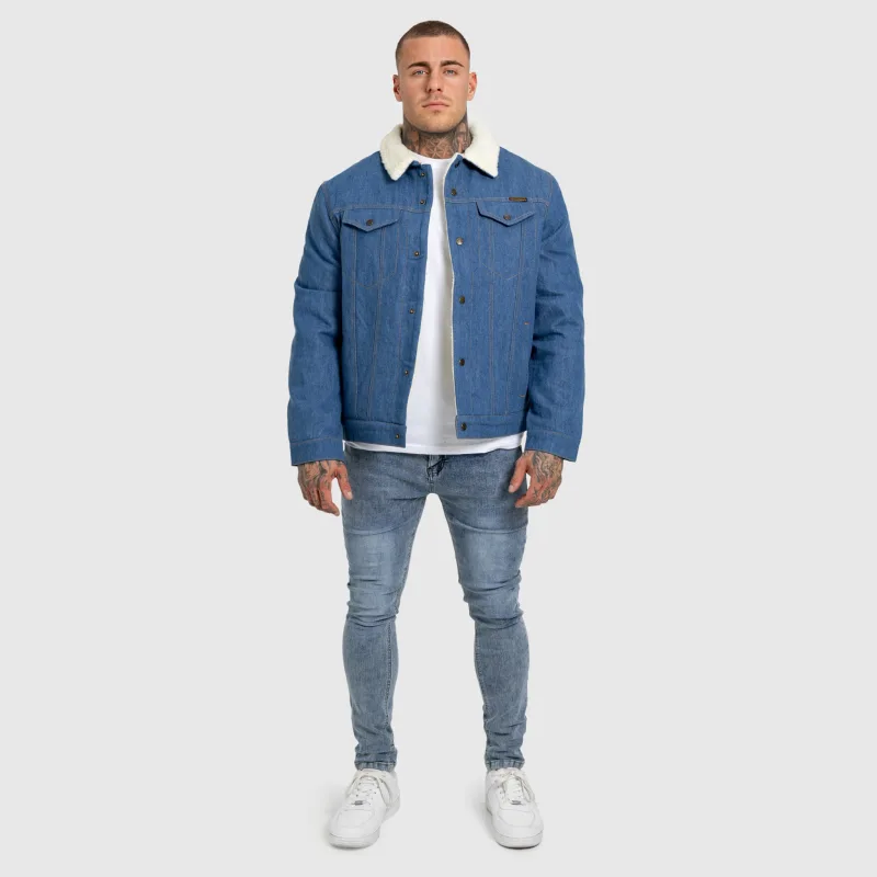 Pánská džínová bunda Iron Aesthetics Sherpa, modrá-14