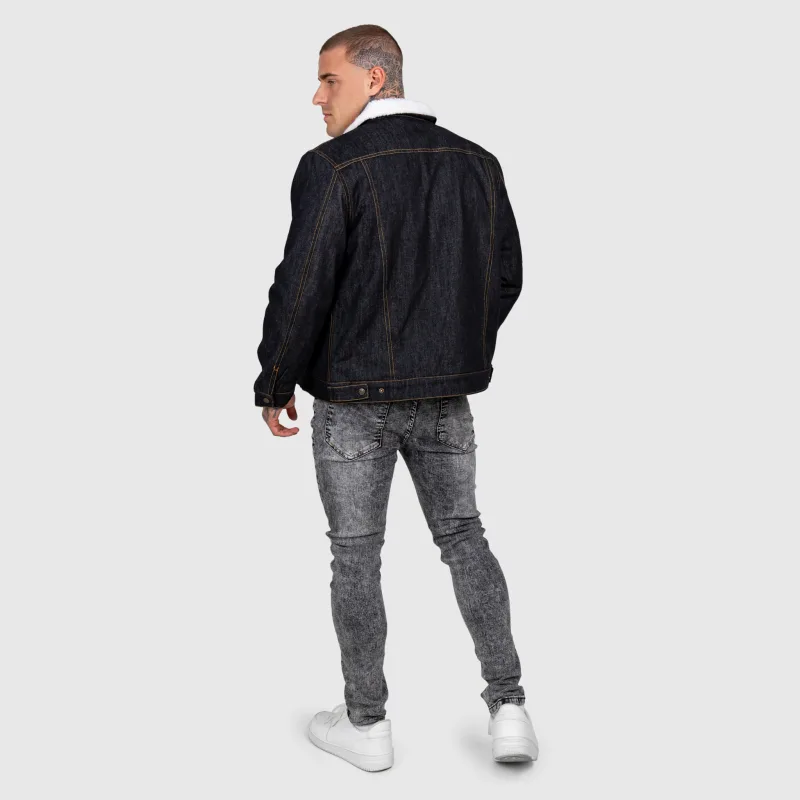 Pánská džínová bunda Iron Aesthetics Sherpa, černá-17