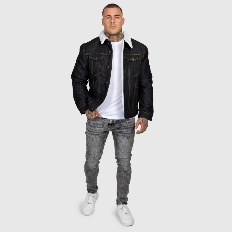 Pánská džínová bunda Iron Aesthetics Sherpa, černá-15