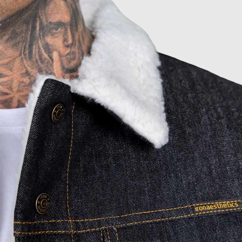 Pánská džínová bunda Iron Aesthetics Sherpa, černá-10