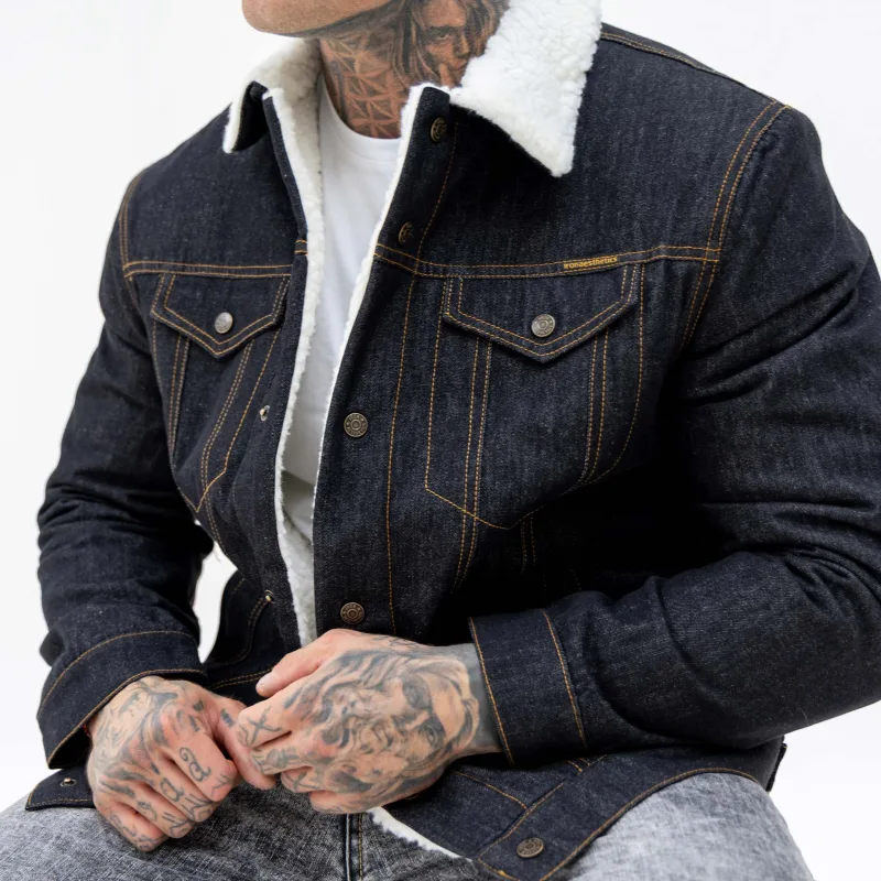 Pánská džínová bunda Iron Aesthetics Sherpa, černá-18