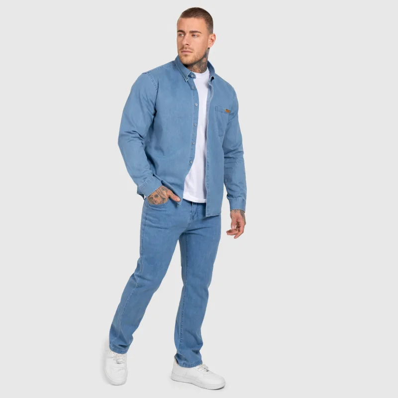 Pánská džínová košile Iron Aesthetics Urban, světle modrá-14
