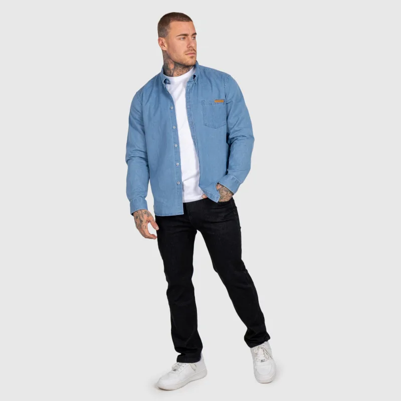 Pánská džínová košile Iron Aesthetics Urban, světle modrá-18