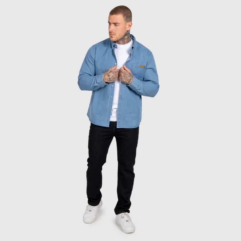 Pánská džínová košile Iron Aesthetics Urban, světle modrá-19