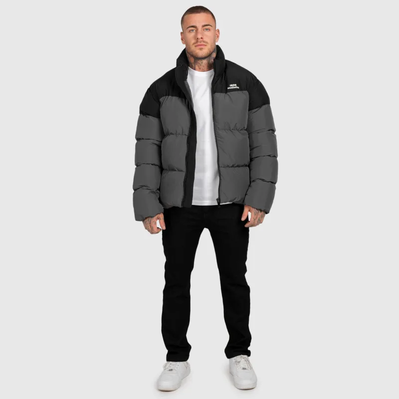 Pánská bunda Iron Aesthetics Block Puffer, black/grey-11
