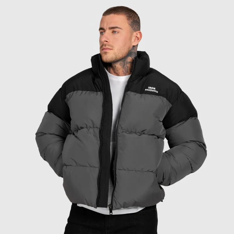 Pánská bunda Iron Aesthetics Block Puffer, black/grey-4
