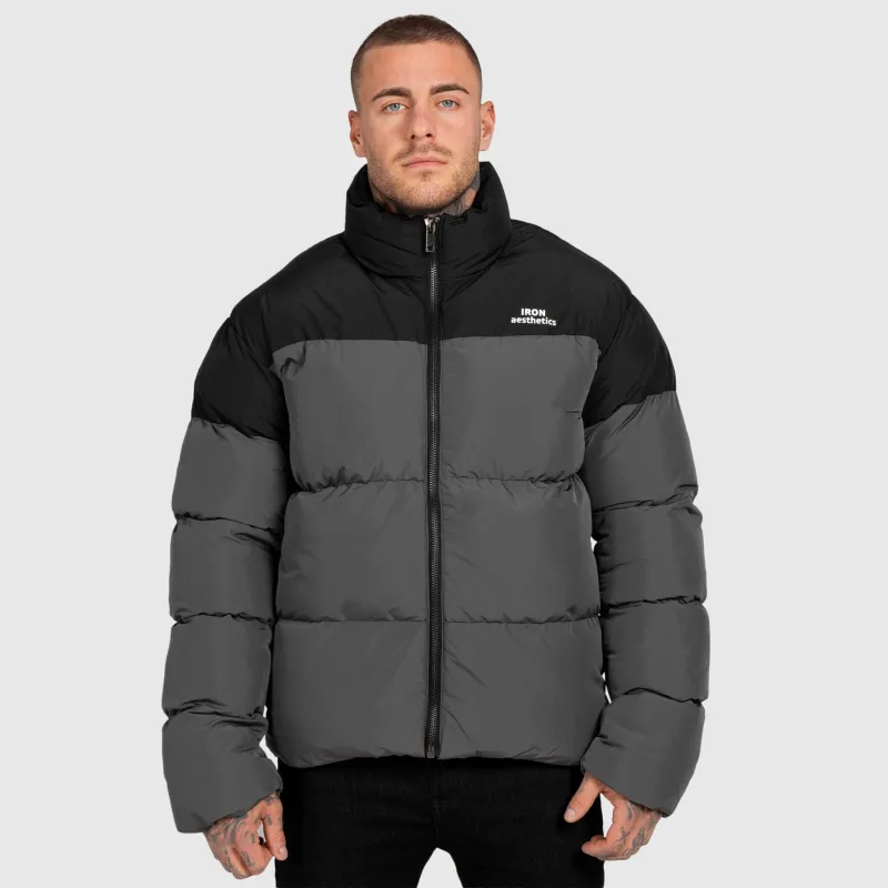 Pánská bunda Iron Aesthetics Block Puffer, black/grey-2