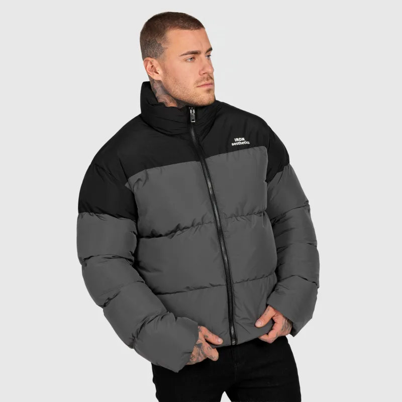 Pánská bunda Iron Aesthetics Block Puffer, black/grey-6