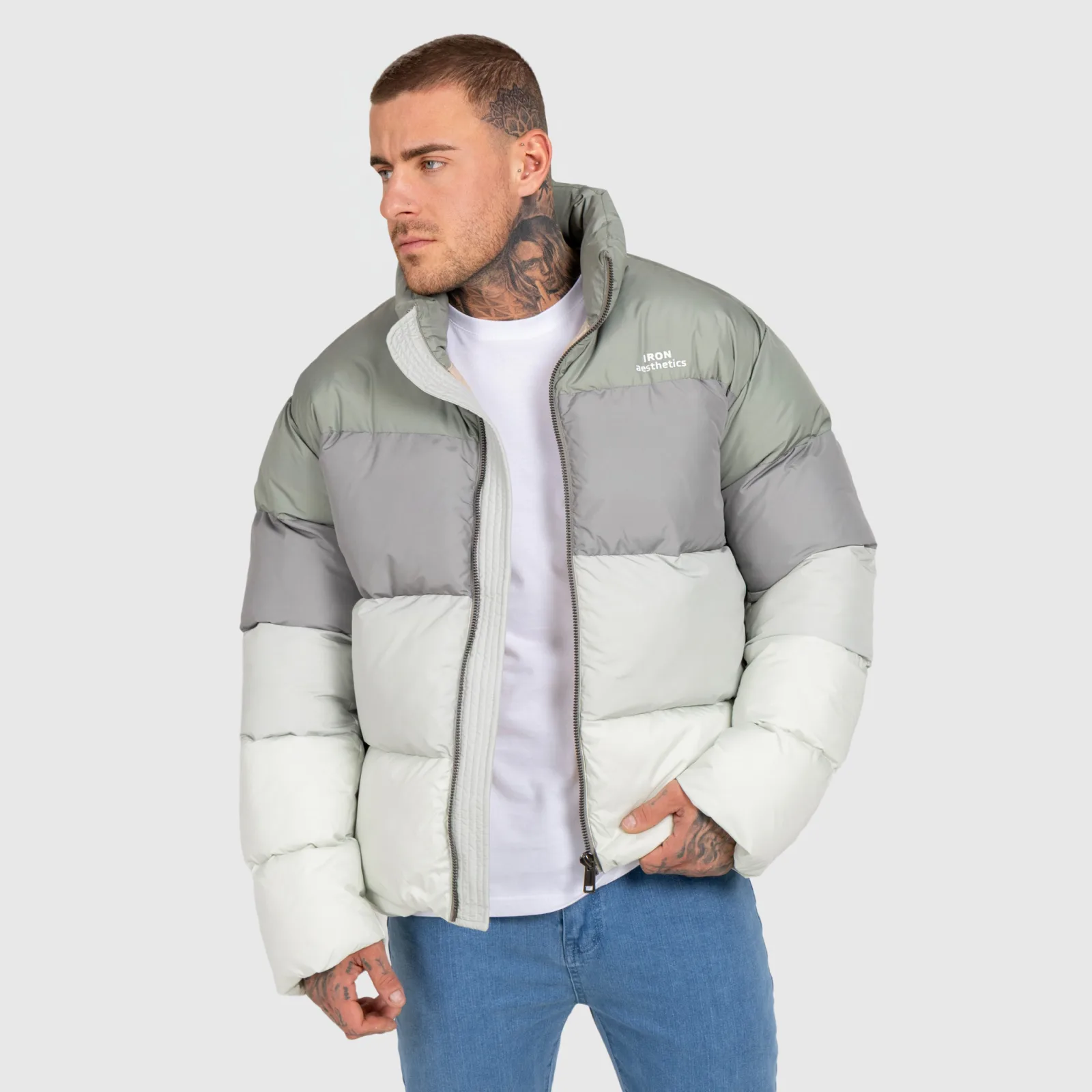 Pánská bunda Iron Aesthetics Block Puffer, green-1