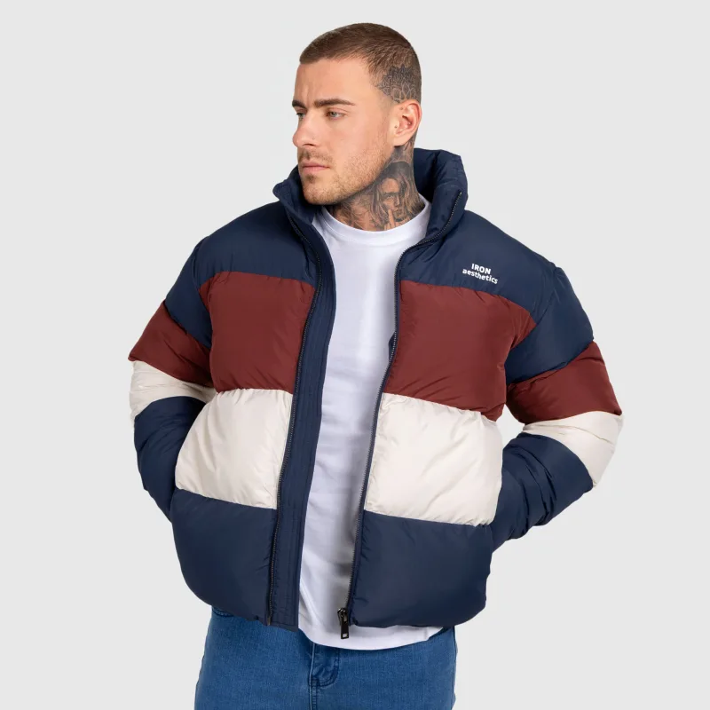 Pánská bunda Iron Aesthetics Block Puffer, navy-4
