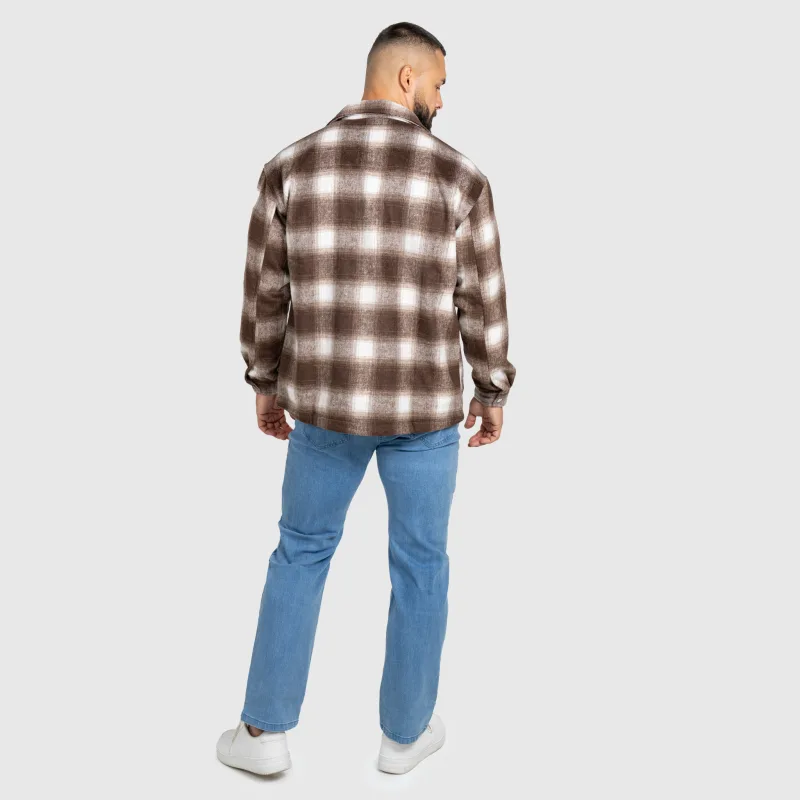 Pánská košilová bunda Iron Aesthetics Timber, brown/white-16