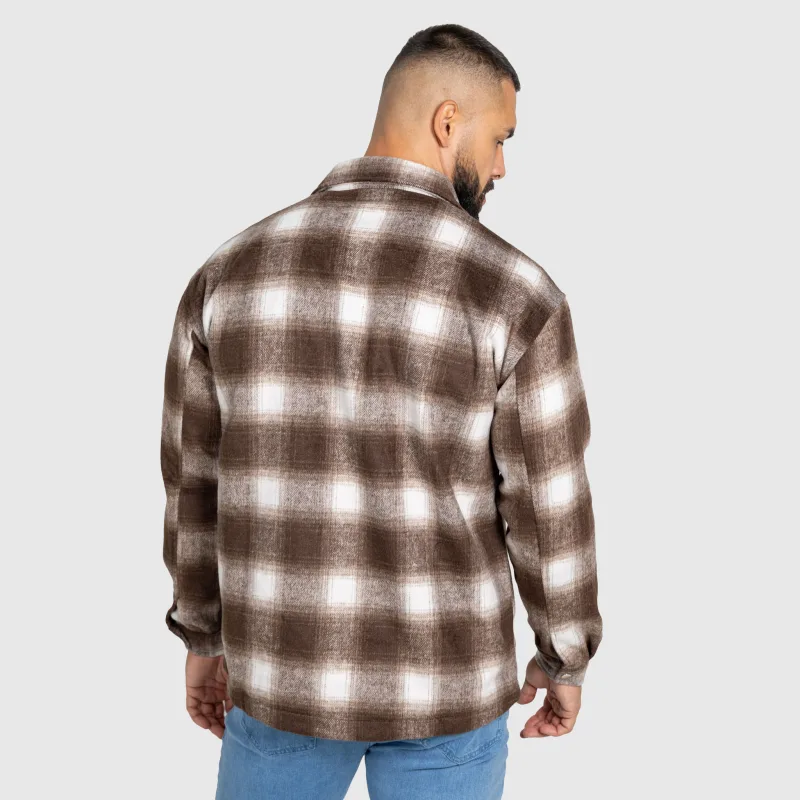 Pánská košilová bunda Iron Aesthetics Timber, brown/white-9
