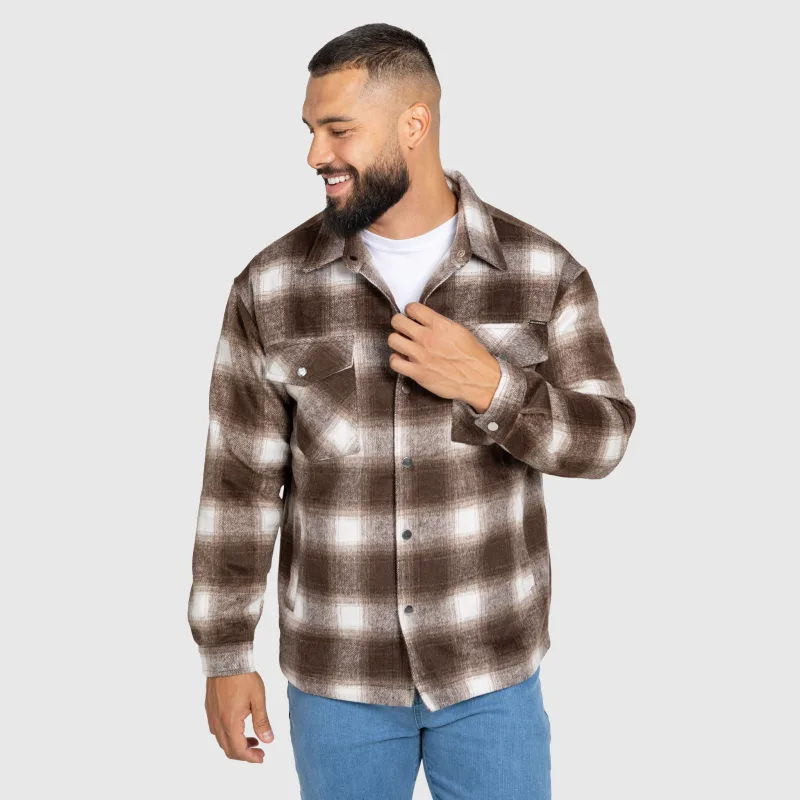 Pánská košilová bunda Iron Aesthetics Timber, brown/white-7
