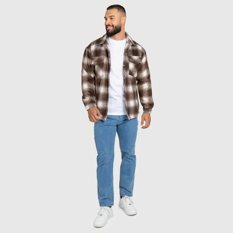 Pánská košilová bunda Iron Aesthetics Timber, brown/white-14