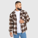 Pánska kockovaná košeľa Iron Aesthetics Timber, brown/white