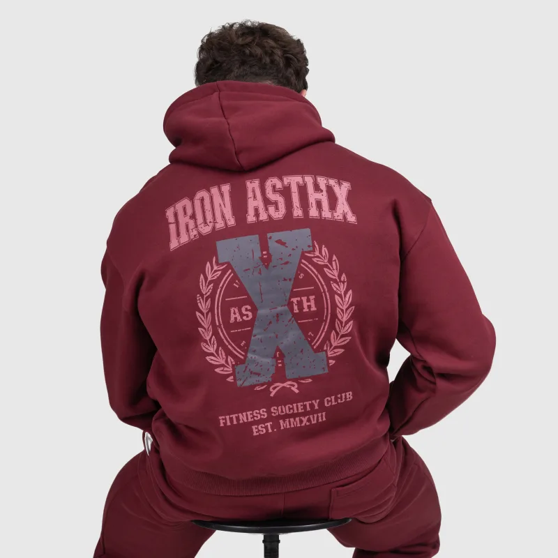 Pánská mikina Iron Aesthetics X-Society, bordová-5