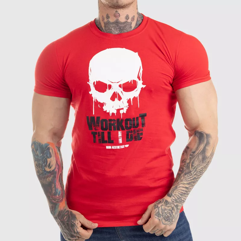 Ultrasoft tričko Workout Till I Die, červené-1