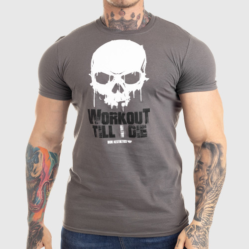 Ultrasoft tričko Workout Till I Die, šedé