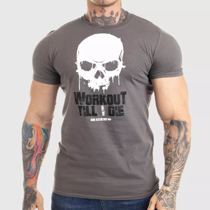 Ultrasoft tričko Workout Till I Die, šedé-1