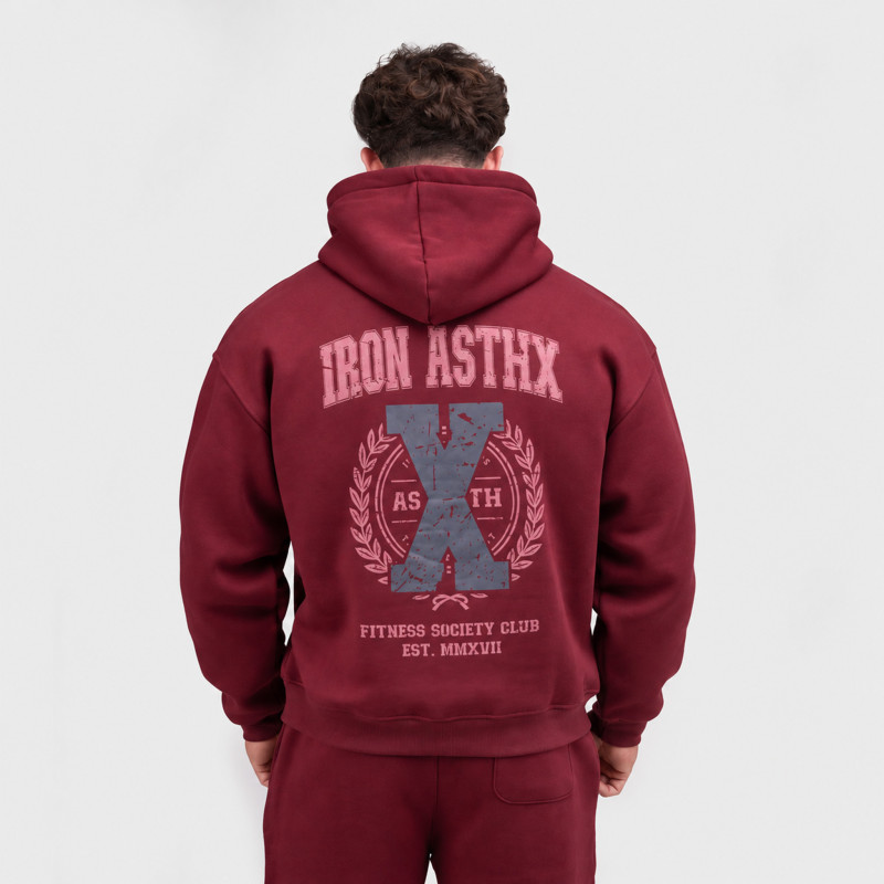 Pánská mikina Iron Aesthetics X-Society, bordová